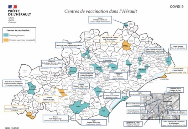 Centres de vaccination dans la 4e circonscription de l’Hérault
